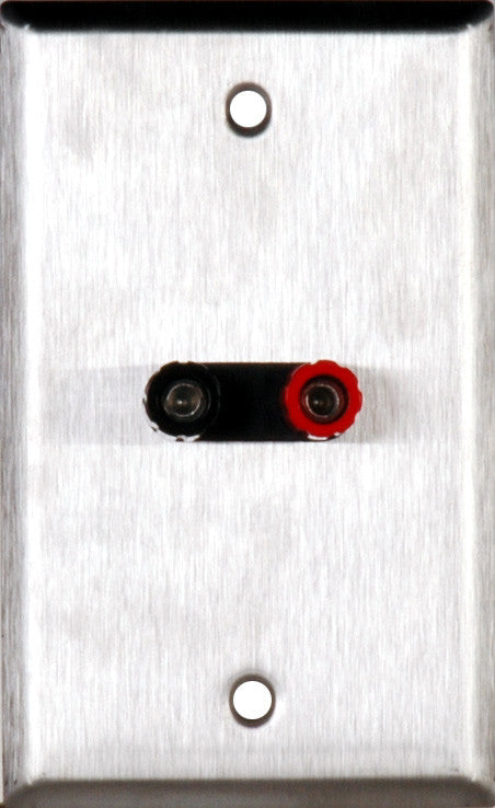 Single-Gang Clear Anodized Aluminum Wall Plate with 1 Dual Binding Post Connector