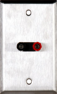 Single-Gang Gray Lexan Wall Plate with 1 Dual Binding Post Connector