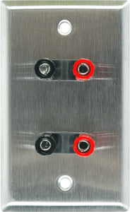 Single-Gang Clear Anodized Aluminum Wall Plate with 2 Dual Binding Post Connectors