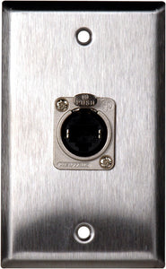 Single-Gang Stainless Wall Plate with 1 Neutrik RJ45 To Rear IDC110 Connector