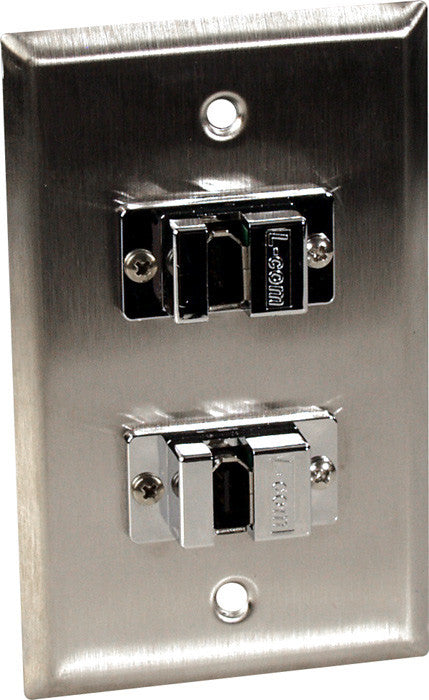 Single-Gang Gray Lexan Wall Plate with 2 FireWire 6-Pin Barrels