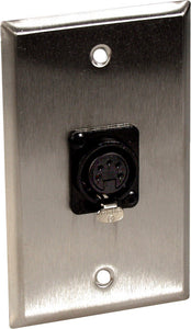 Single-Gang Black Anodized Aluminum Wall Plate with One 5-Pin XLR DMX Connector