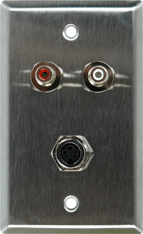 Single-Gang Gray Lexan Wall Plate with 1 SVideo to 2 BNC Breakout and 2 RCA