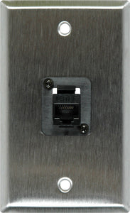 Single-Gang Clear Anodized Wall Plate with 1 TecNec Cat 6 Barrel