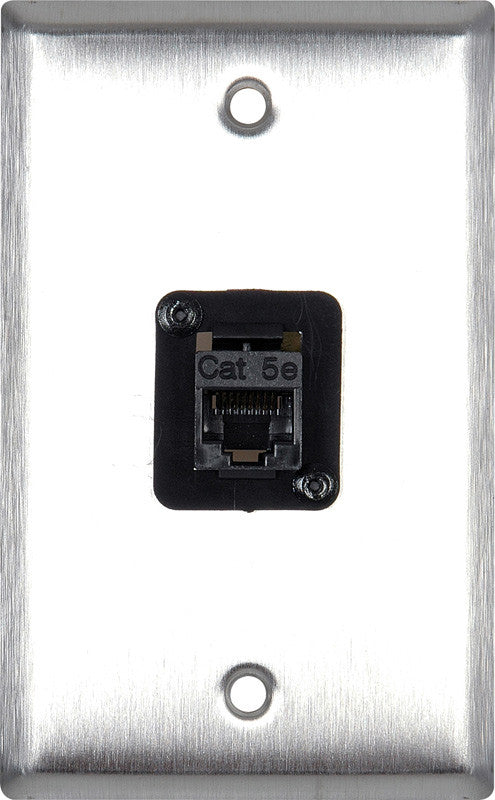 Single-Gang Black Anodized Aluminum Wall Plate with 1 TecNec RJ45 Barrel