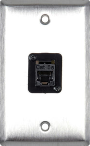 1G Gray Lexan Wall Plate with 1 TecNec RJ45 Barrel