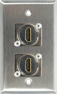 Single-Gang Clear Anodized Wall Plate With (2) HDMI Feedthru