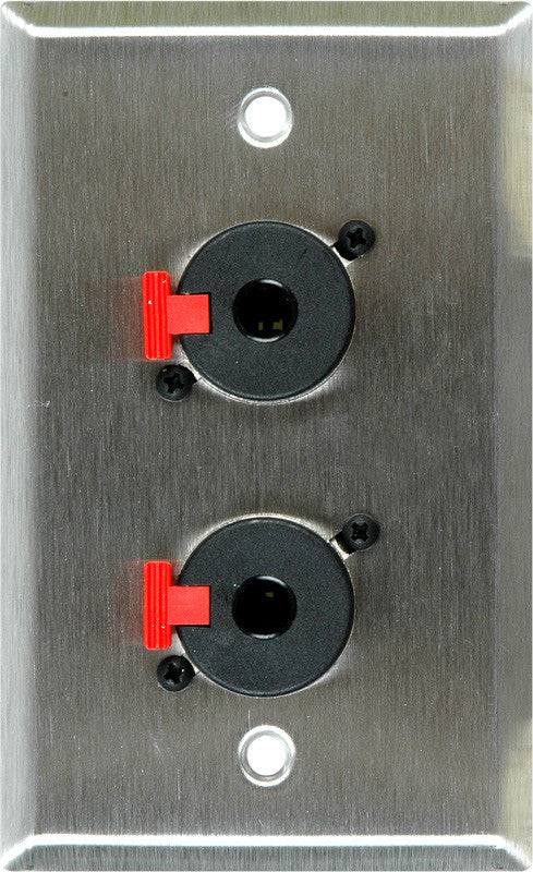 Single-Gang Black Anodized Wall Plate with 2 Neutrik NJ3FP6C 1/4-In. TRS Feed-Thru