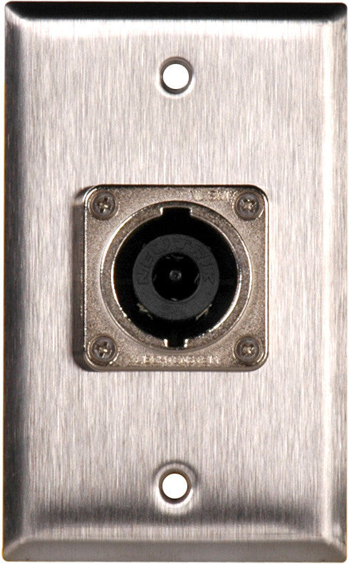 Single-Gang Clear Anodized Wall Plate with 1 Neutrik NL8MPR 8 Pole Speakon Connector