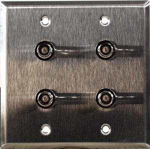 Double-Gang Stainless Steel Wall Plate with 4 BNC- RGBS Barrels