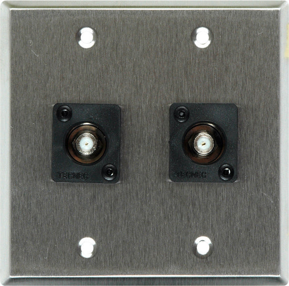 Double-Gang Gray Lexan Wall Plate with 2 Front Recessed F- Female Barrels