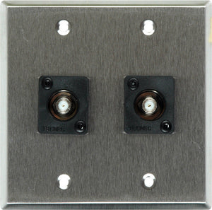 Double-Gang Brown Lexan Wall Plate with 2 Front Recessed F- Female Barrels