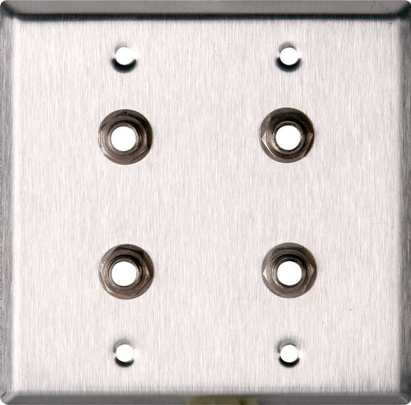 Double-Gang Stainless Steel Wall Plate with 4 Switchcraft SW12B Stereo 1/4 Jacks