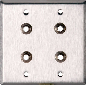 Double-Gang Brass Wall Plate with 4 Switchcraft SW12B Stereo 1/4 Jacks