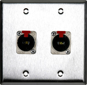 Double-Gang Ivory Lexan Wall Plate with 2 Neutrik NJ3FP6C Stereo 1/4 Latching Jacks