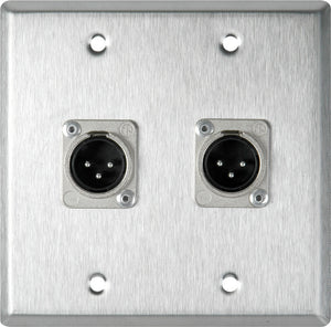 Double-Gang Stainless Plate with 2 XLR 3-Pin Male Terminal Block