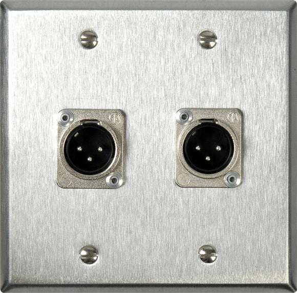 Double-Gang Brown Lexan Wall Plate with 4 Neutrik Plastic 3-Pin XLR Males