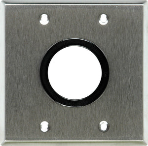 Double-Gang Brass Wall Plate with One 1-5/8 inch Grommet