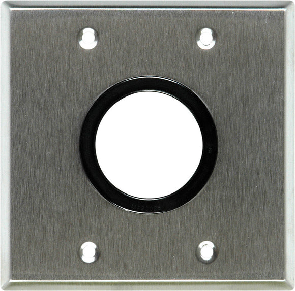 Double-Gang Stainless Steel Wall Plate with One 1-5/8 inch Grommet