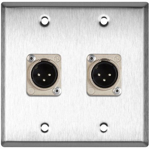 2 Gang White Lexan Wall Plate with 4 Neutrik Plastic 3-Pin XLR Males