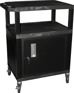 H. Wilson WT26C2E Utility AV Cart 26 Inch High with 4 Inch Casters Black