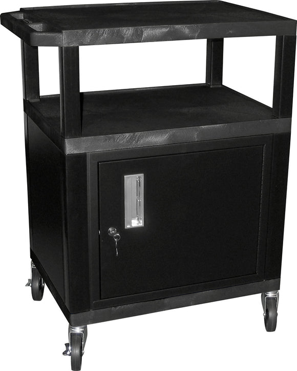 H. Wilson WT34C2E Utility AV Cart 34 Inch High with Black Cabinet