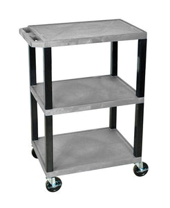 H. Wilson WT34S 34" High Gray Tuffy Utility Cart - 3 Shelves