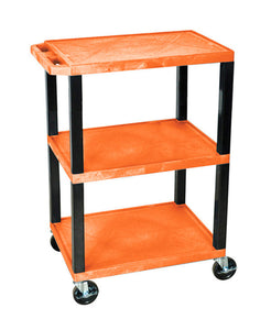 H. Wilson WT34S 34" High Orange Tuffy Utility Cart - 3 Shelves