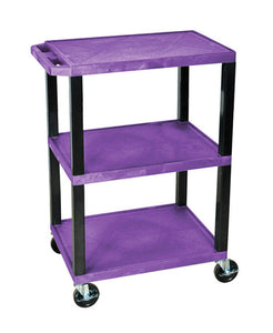 H. Wilson WT34S 34" High Purple Tuffy Utility Cart - 3 Shelves