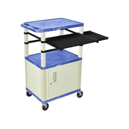 H. Wilson WTPSLP42BUC3E Blue/Putty 42-Inch Tuffy Cabinet Cart with Keyboard Shelf/Side Shelf/Electric