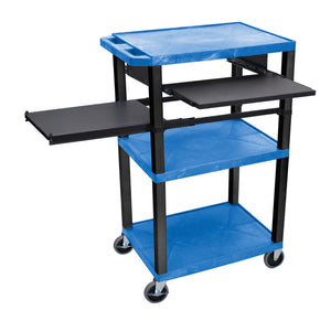 H. Wilson WTPSLP42BUE-B Blue 42-Inch Tuffy Cart - Black Legs with Keyboard & Side Shelf Plus Electric