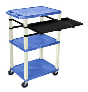 H. Wilson WTPSLP42BUE Blue 42-Inch Tuffy Cart - Putty Legs with Keyboard & Side Shelf Plus Electric