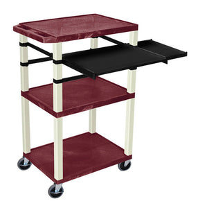 H. Wilson WTPSLP42BYE Burgundy 42-Inch Tuffy Cart - Putty Legs with Keyboard & Side Shelf Plus Electric