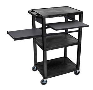 H. Wilson WTPSLP42E-B Black 42-Inch Tuffy Cart - Black Legs with Keyboard & Side Shelf Plus Electric