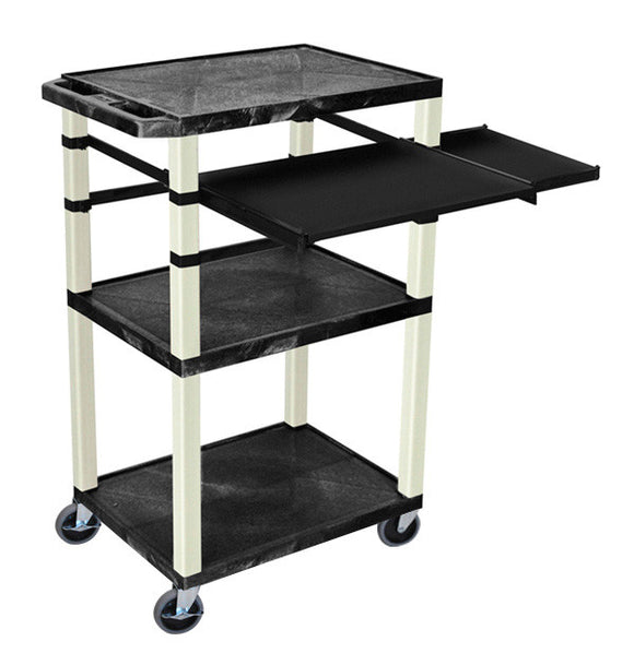 H. Wilson WTPSLP42E Black 42-Inch Tuffy Cart - Putty Legs with Keyboard & Side Shelf Plus Electric