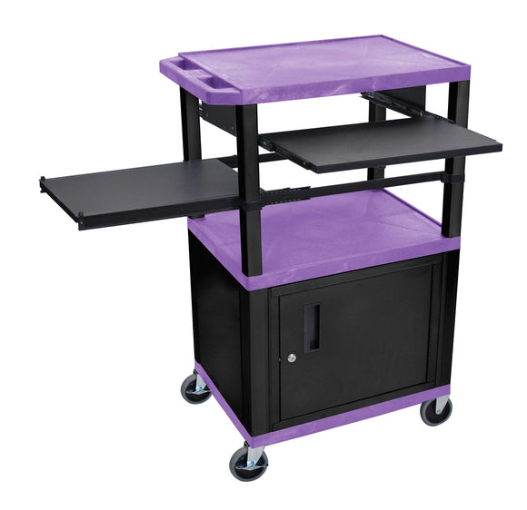 H. Wilson WTPSLP42PC2E-B Purple/Black 42-Inch Tuffy Cabinet Cart with Keyboard Shelf/Side Shelf/Electric