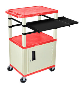 H. Wilson WTPSLP42RC3E Red/Putty 42-Inch Tuffy Cabinet Cart with Keyboard Shelf/Side Shelf/Electric