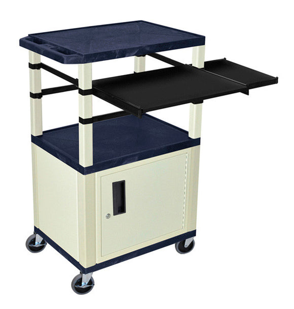 H. Wilson WTPSLP42ZC3E Topaz Blue/Putty 42-Inch Tuffy Cabinet Cart with Keyboard Shelf/Side Shelf/Electric