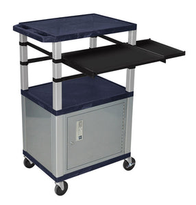 H. Wilson WTPSLP42ZC4E-N Topaz Blue/Nickel 42-Inch Tuffy Cabinet Cart with Keyboard & Side Shelf/Electric