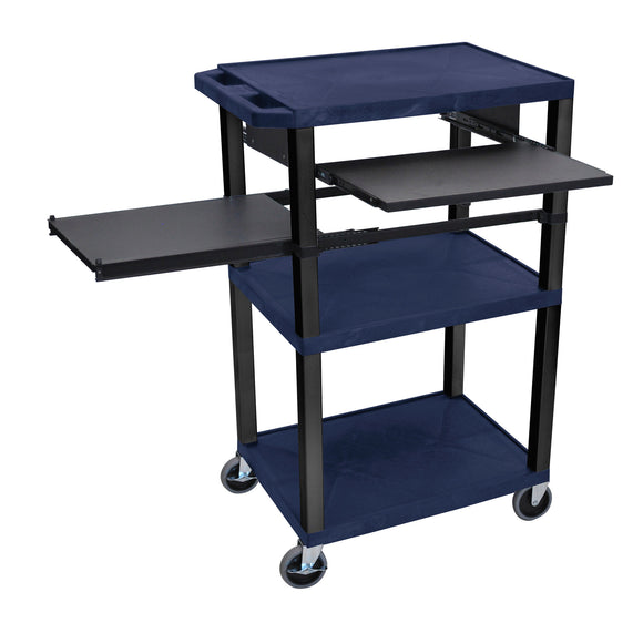 H. Wilson WTPSLP42ZE-B Topaz Blue 42-Inch Tuffy Cart Black Legs with Keyboard & Side Shelf Plus Electric