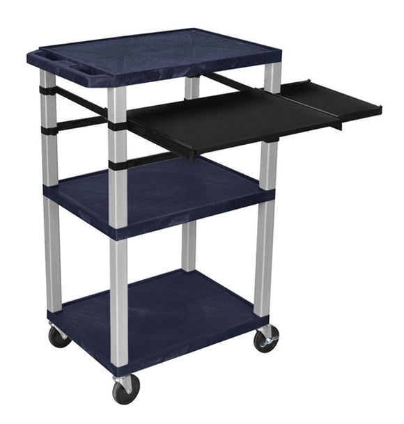 H. Wilson WTPSLP42ZE-N Topaz Blue 42-Inch Tuffy Cart Nickel Legs with Keyboard & Side Shelf Plus Electric