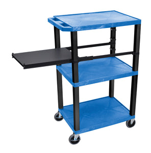 H. Wilson WTPSP42BUE-B Blue 42-Inch Tuffy Cart - Black Legs with Side Shelf & Electric