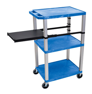 H. Wilson WTPSP42BUE-N Blue 42-Inch Tuffy Cart - Nickel Legs with Side Shelf & Electric