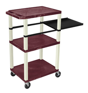 H. Wilson WTPSP42BYE Burgundy 42-Inch Tuffy Cart - Putty Legs with Side Shelf & Electric