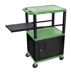 H. Wilson WTPSP42GC2E-B Green 42-Inch Tuffy Cart - Black Cabinet & Legs with Side Shelf & Electric