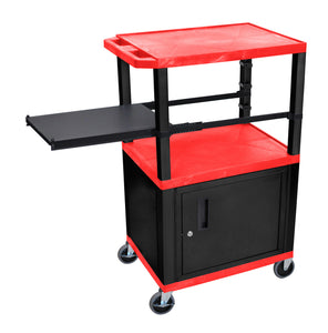 H. Wilson WTPSP42RC2E-B Red 42-Inch Tuffy Cabinet Cart - Black Legs with Side Shelf & Electric