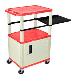 H. Wilson WTPSP42RC3E Red 42-Inch Tuffy Cabinet Cart - Putty Legs with Side Shelf & Electric