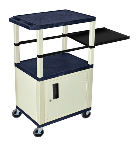 H. Wilson WTPSP42ZC3E Topaz Blue 42-Inch Tuffy Cabinet Cart - Putty Legs with Side Shelf & Electric