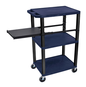 H. Wilson WTPSP42ZE-B Topaz Blue 42-Inch Tuffy Cart - Black Legs with Side Shelf & Electric