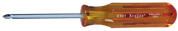 Xcelite X101 Phillips x 3 Inch Round Blade Screwdriver with Amber Handle